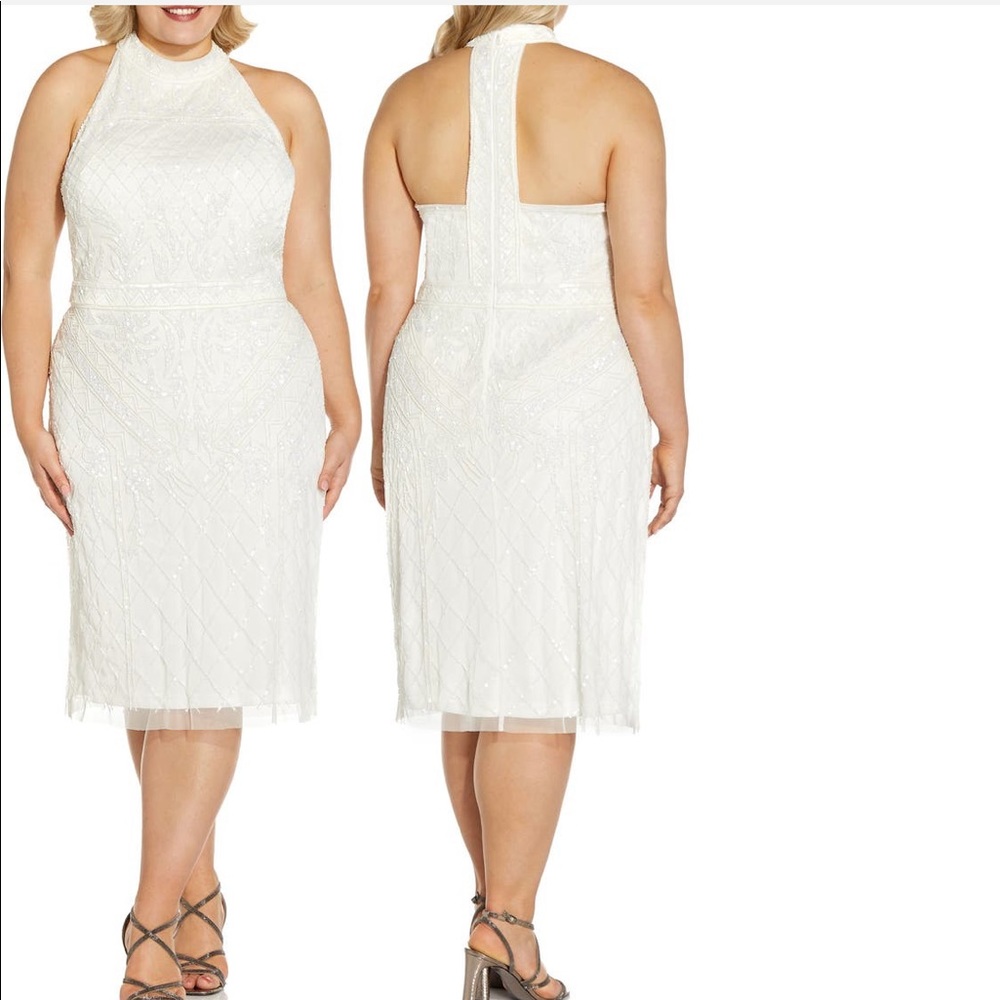 Adrianna Papell Beaded T-back cocktail sheath dress